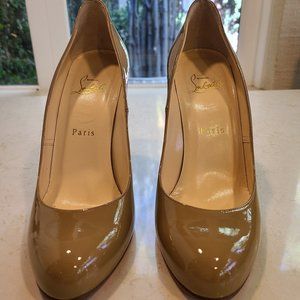 Christian Louboutin Tan Round Toe Wedge